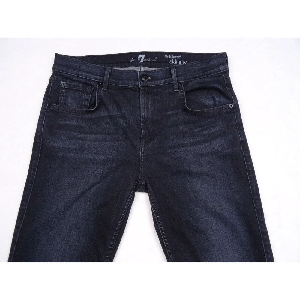 7 For All Mankind Womens Jeans Size 27 Black Denim The Relax Skinny Mid Rise‎